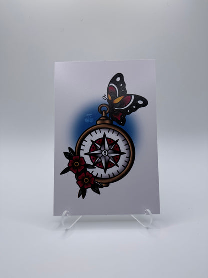 Dangling Like Butterfly Wings Compass Flash Print