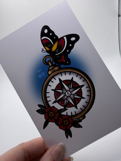 Dangling Like Butterfly Wings Compass Flash Print