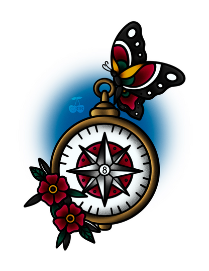 Dangling Like Butterfly Wings Compass Flash Print